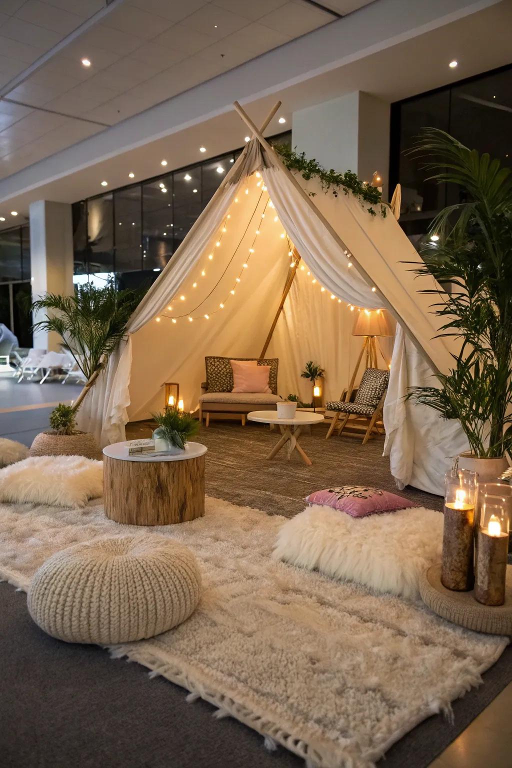 Indulge in the best of both spheres through a Deluxe Camping Opulence sleepover.