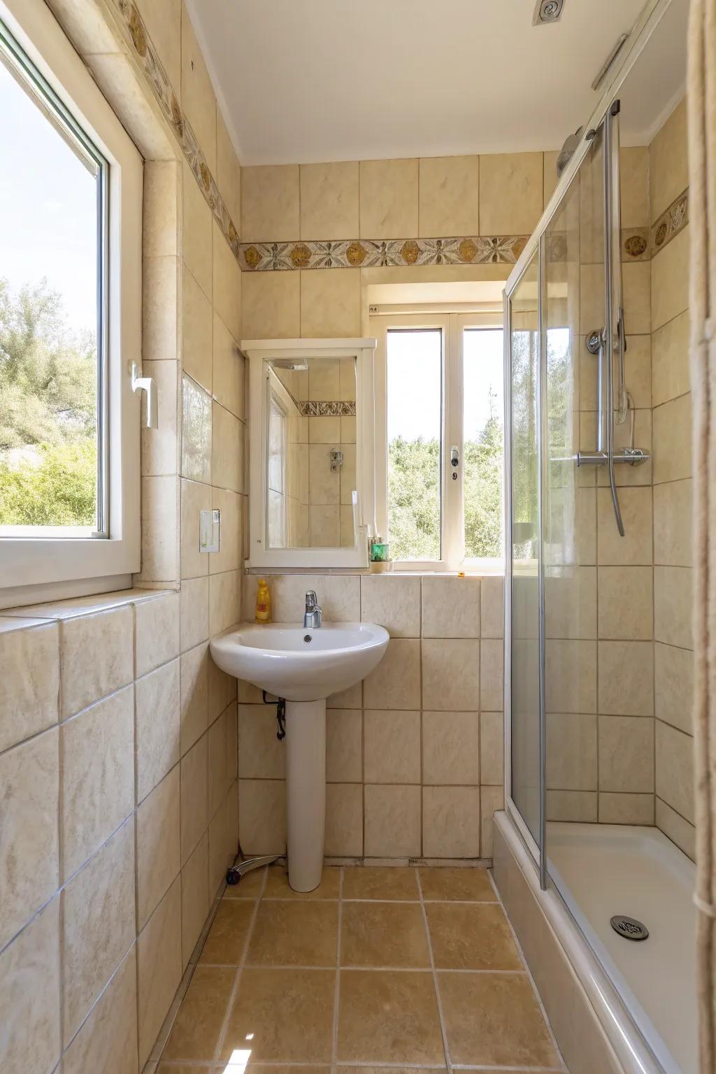 Light cream floor coverings enhance natural light, creating an airy and inviting space.