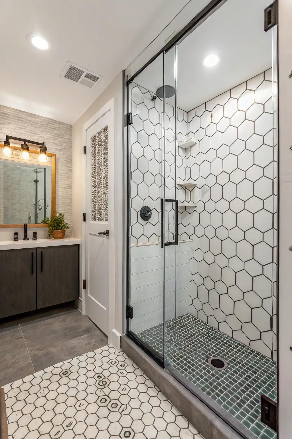 Distinct tiles add individuality as well as depth to compact spaces.