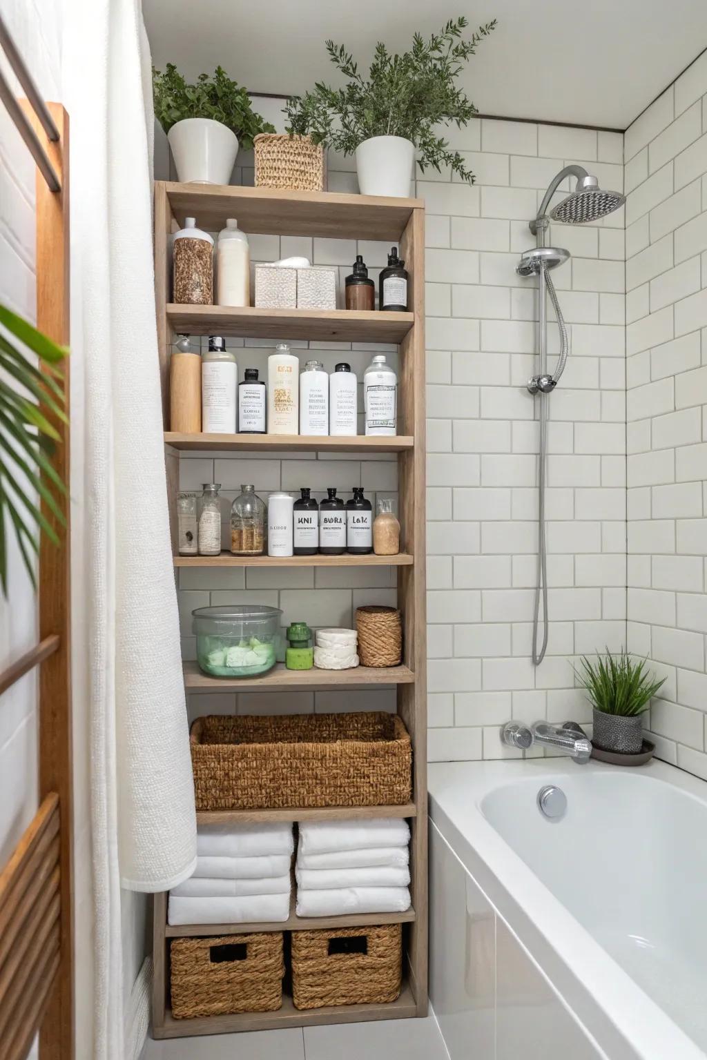 Vertical storage ensures maximum utilization of space without compromising on aesthetics.