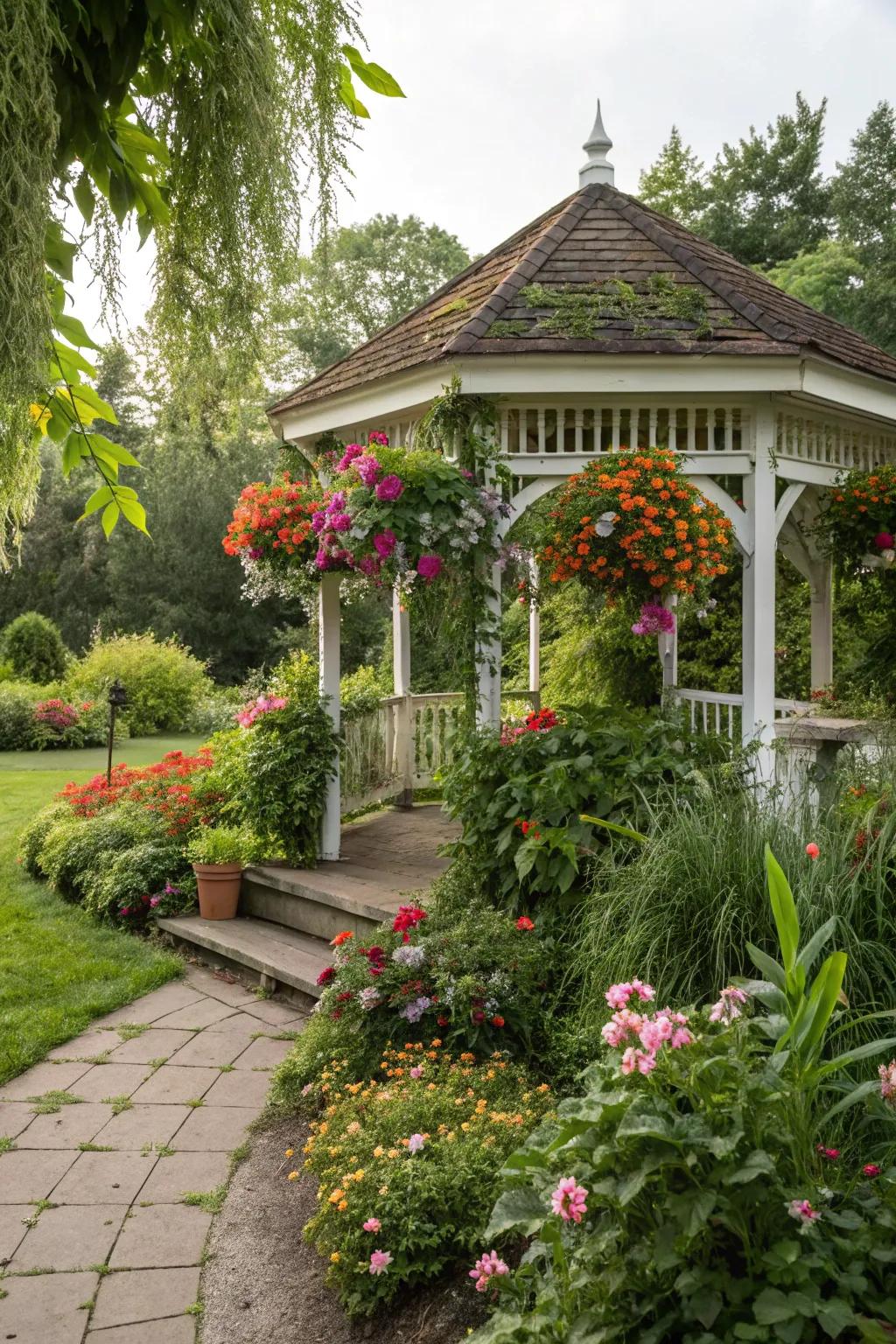 Introduce a touch of whimsy with a suspended garden pavilion.