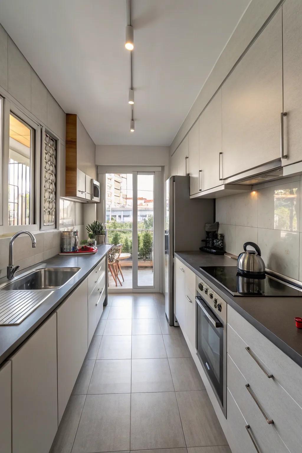 An efficient layout revolutionizes this compact kitchen into a fully functional workspace.