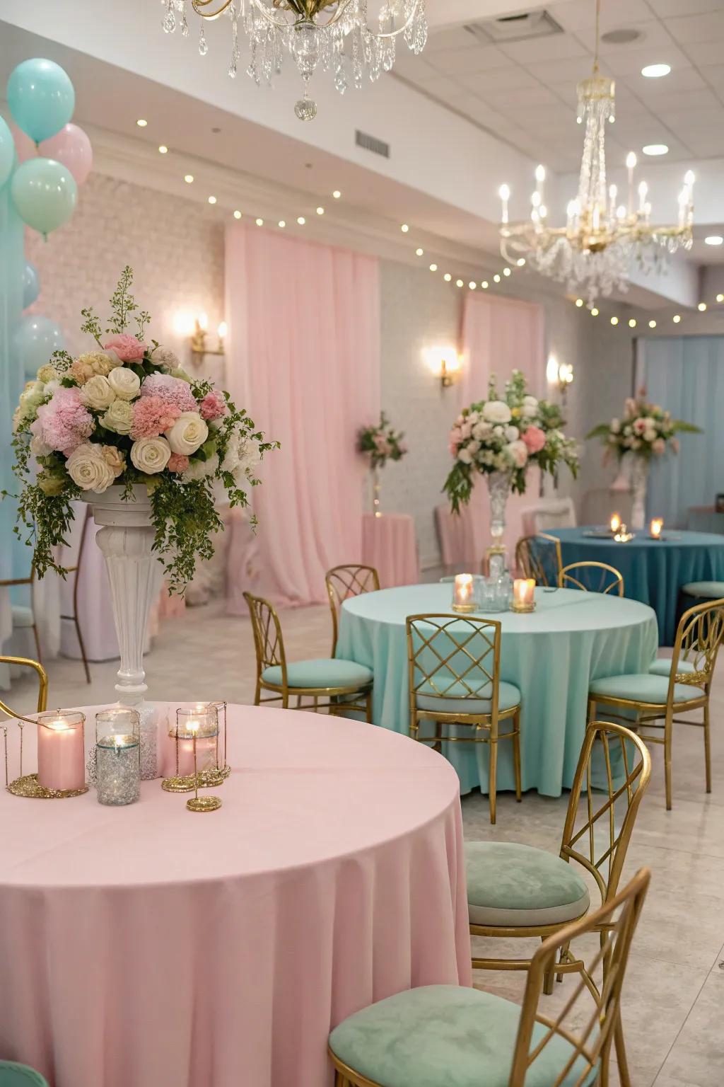 Soft shades and metallic color stories evoke a balanced and sophisticated setting.