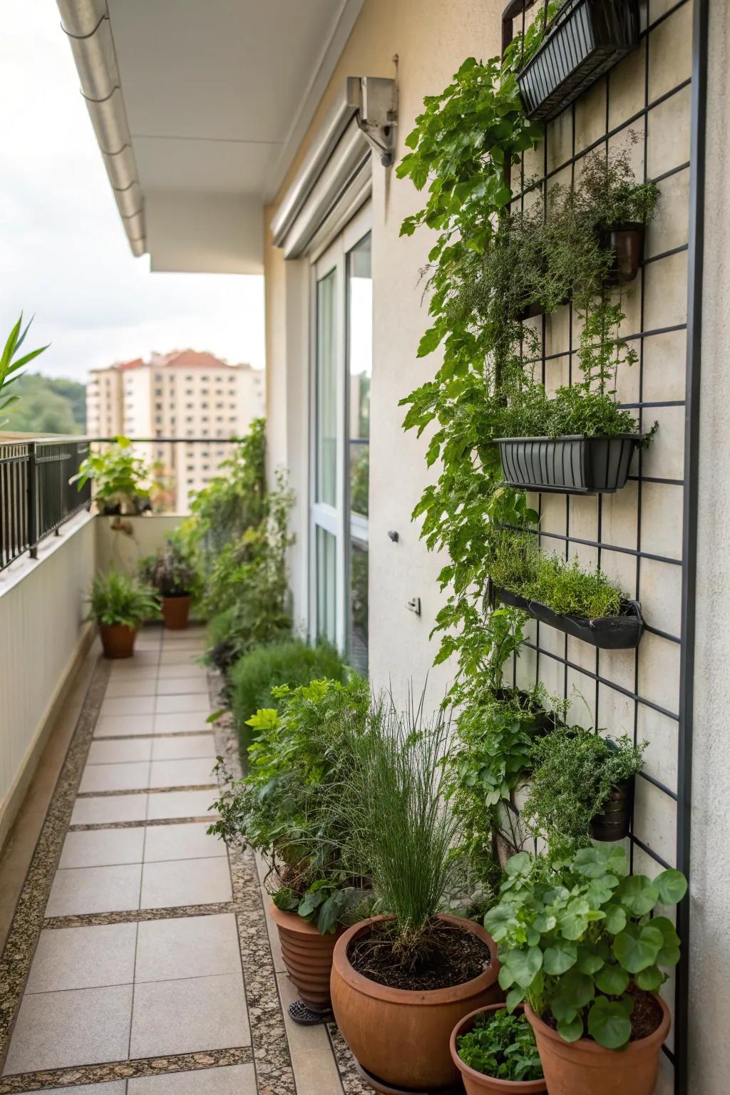 Abundant greenery enriches a small patio space.