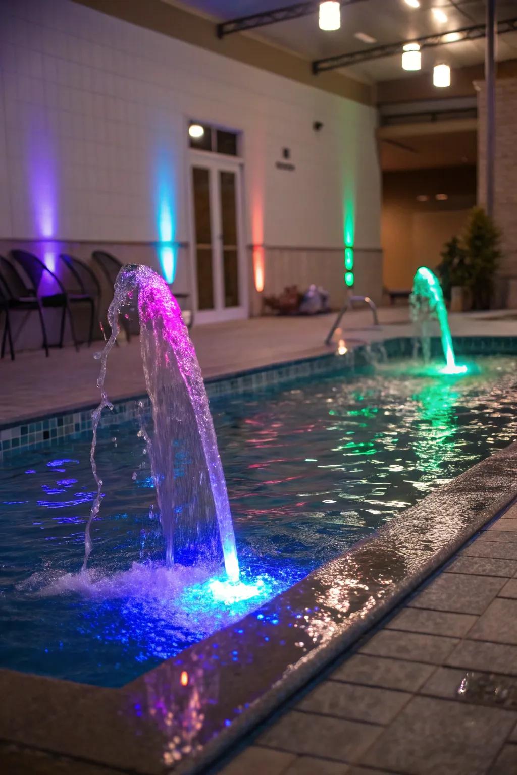 LED lights bring a colorful and enchanting atmosphere to your pool.