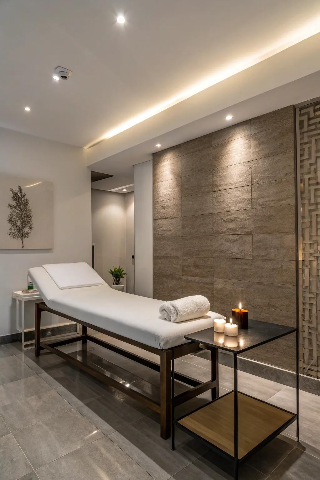 Simple layout with sleek furniture in a spa space