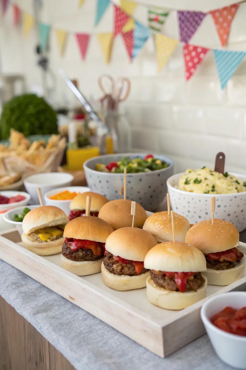 A gourmet mini sandwich station set for your guests to design their personalized flavors.