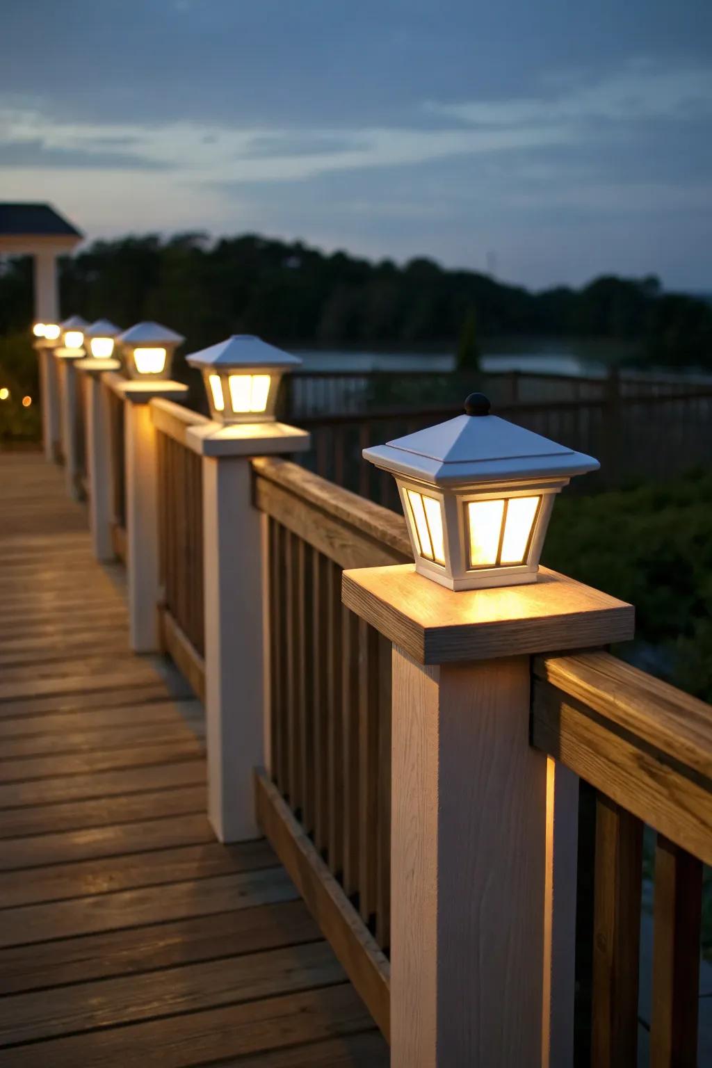 Solar post cap lights improve aesthetics while also adding usefulness.