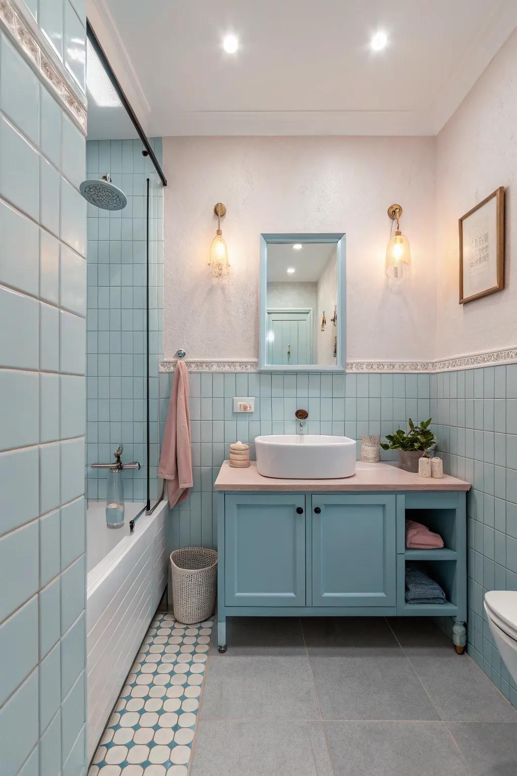 Delicate hues introduce a gentle and soothing atmosphere.