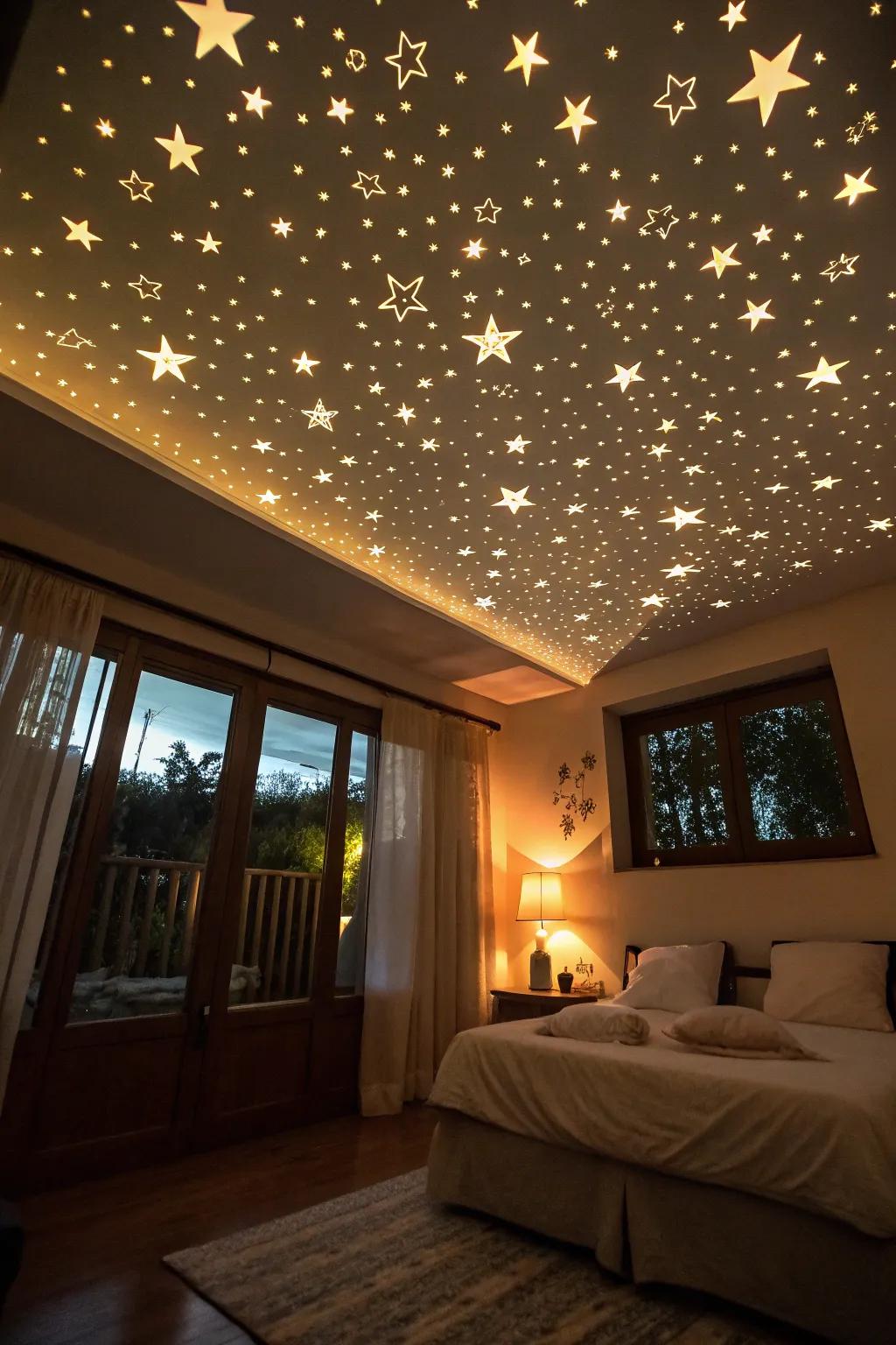 Starry ceilings offer a serene and enchanting ambiance.