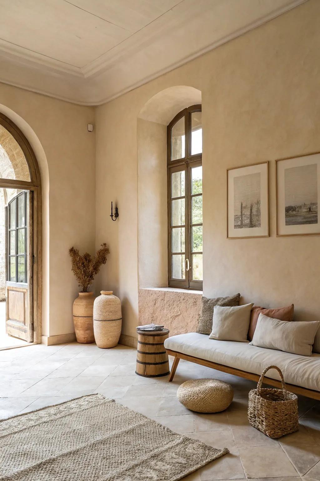 Neutral shades create an inviting and pleasant atmosphere.