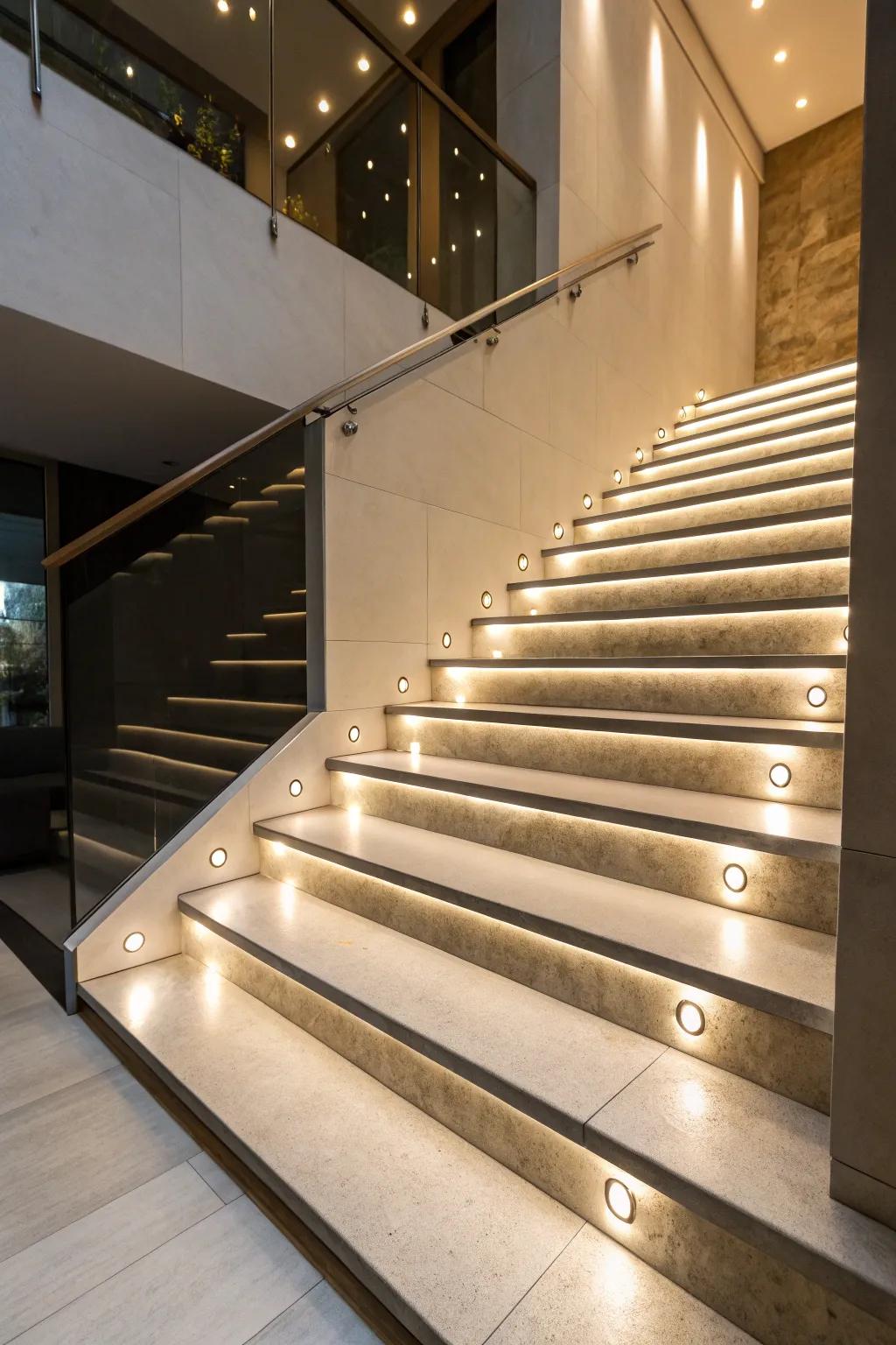 Recessed lights offer a minimalist and chic look.