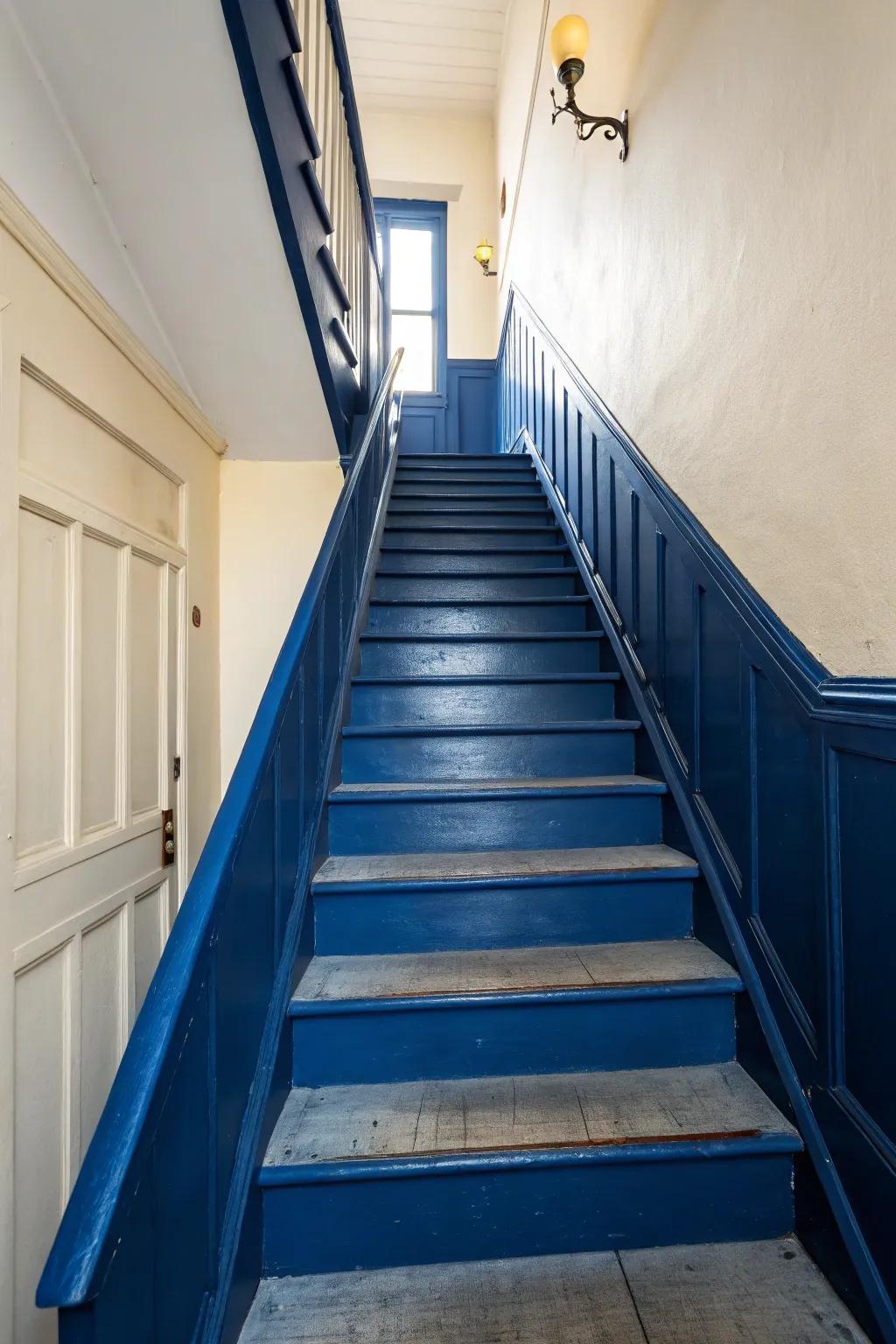 High-contrast hues make your staircase a focal point.