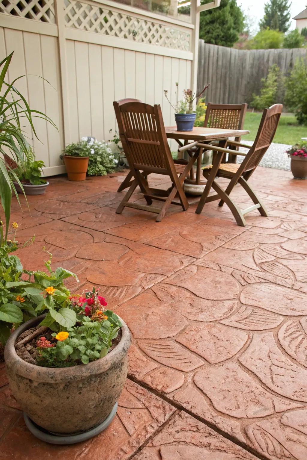 Terracotta hues suffuse this outdoor setting with Mediterranean allure.