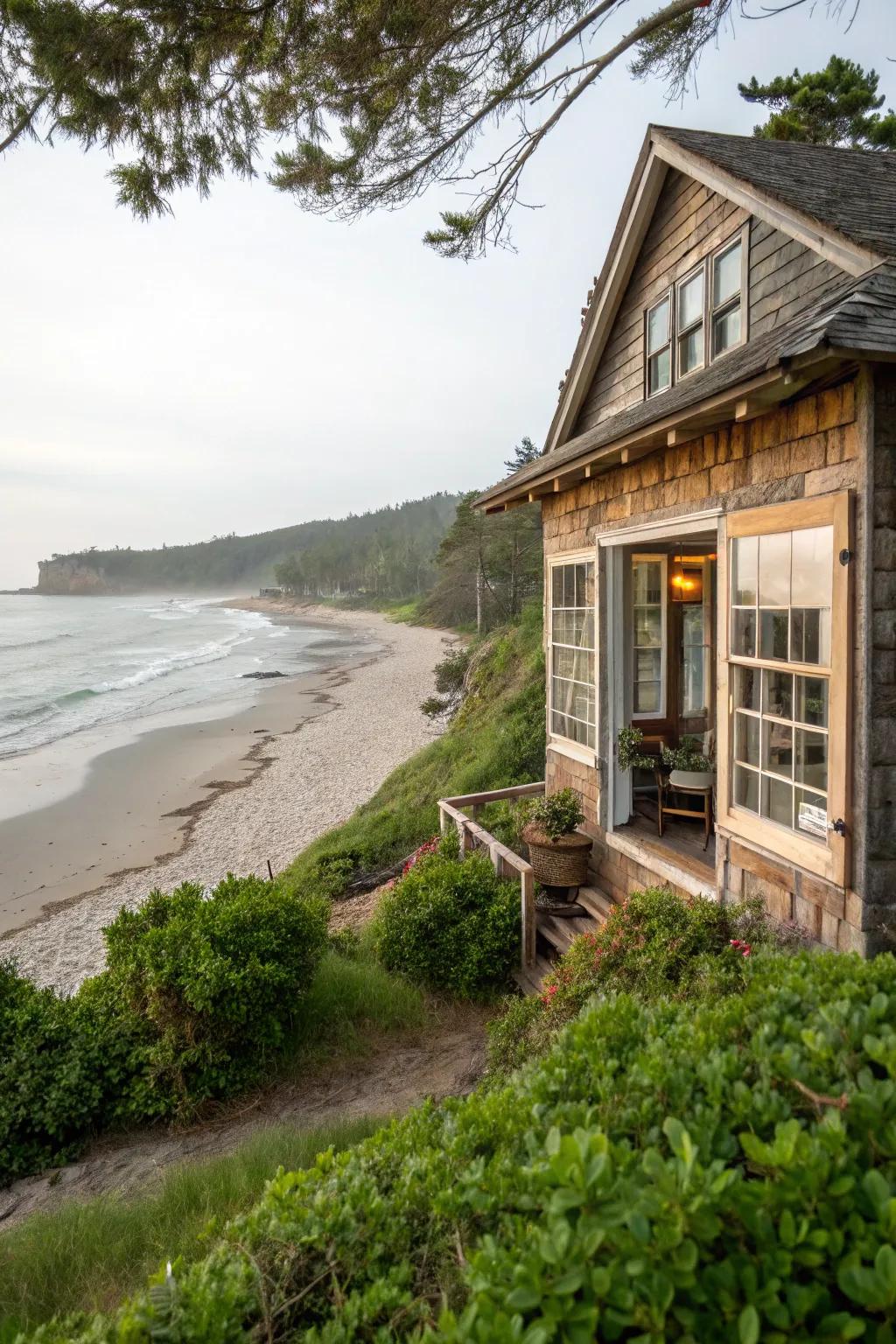 Beachfront home with views of a serene coast.