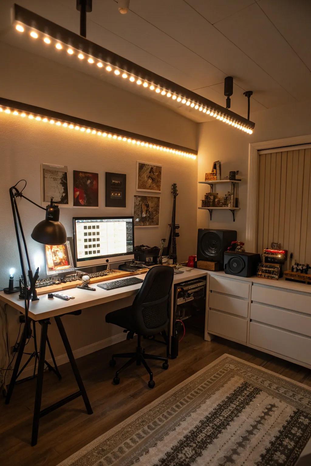 Ambient lighting can transform your workspace into a haven of creativity.