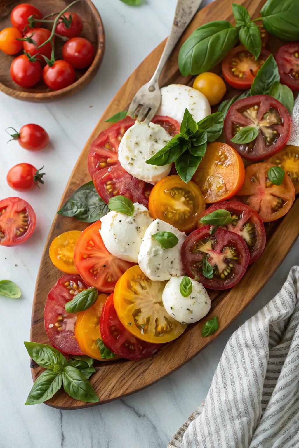 A lively salad board bursting with summer colors.