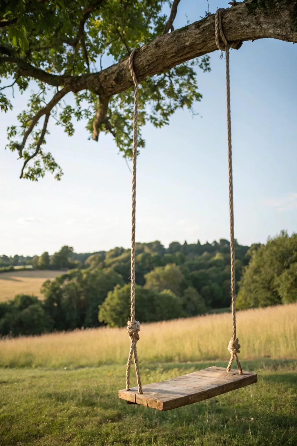A timeless rope swing encourages you to relive the joys of childhood.