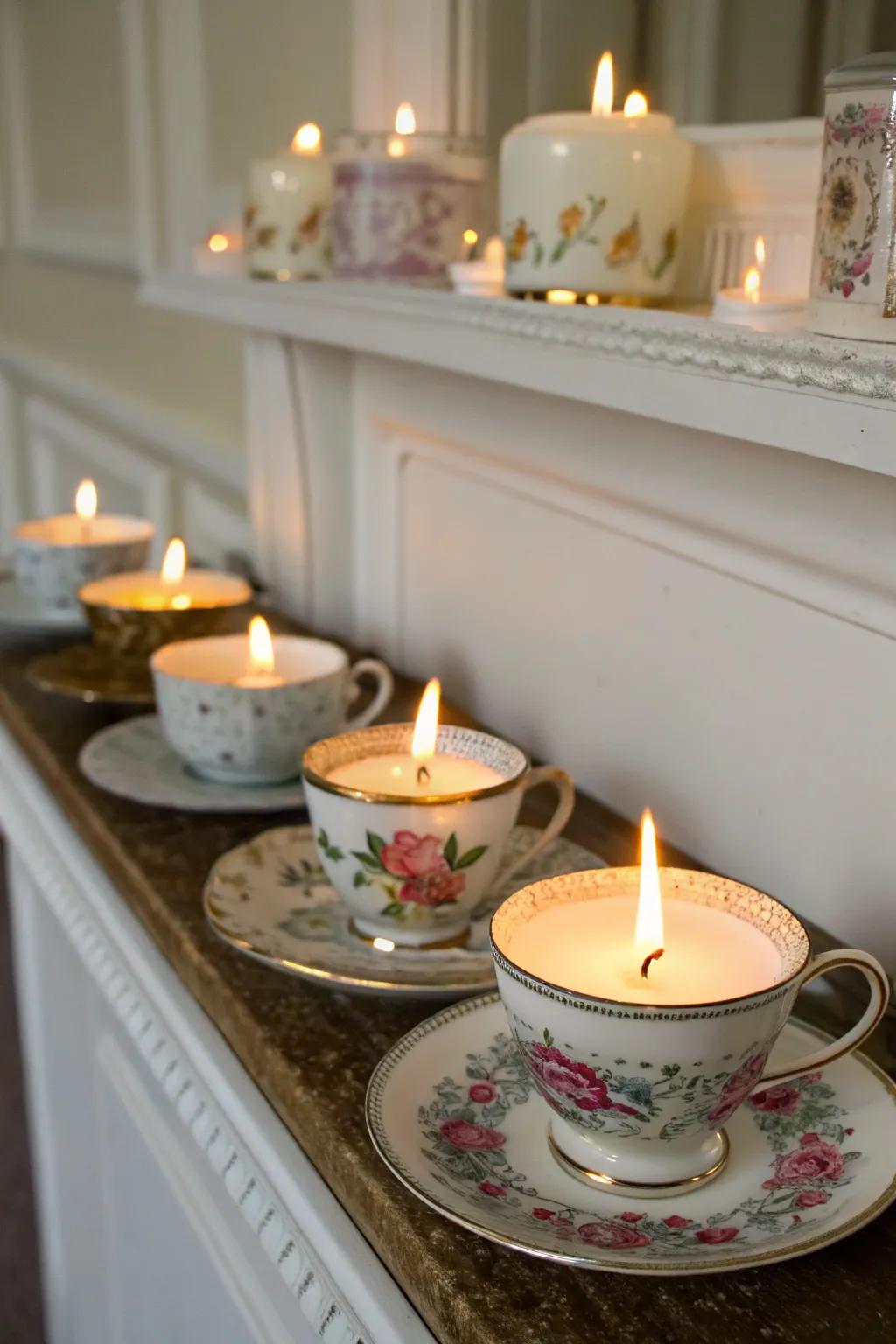 Heritage teacup illumination brings refinement to any setting.