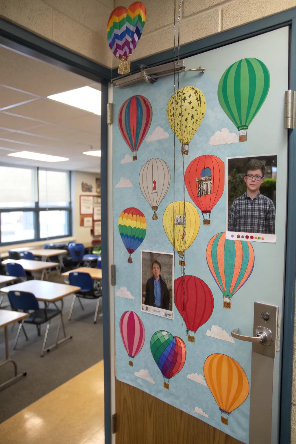 Appreciation takes flight with a sky ride-themed door.