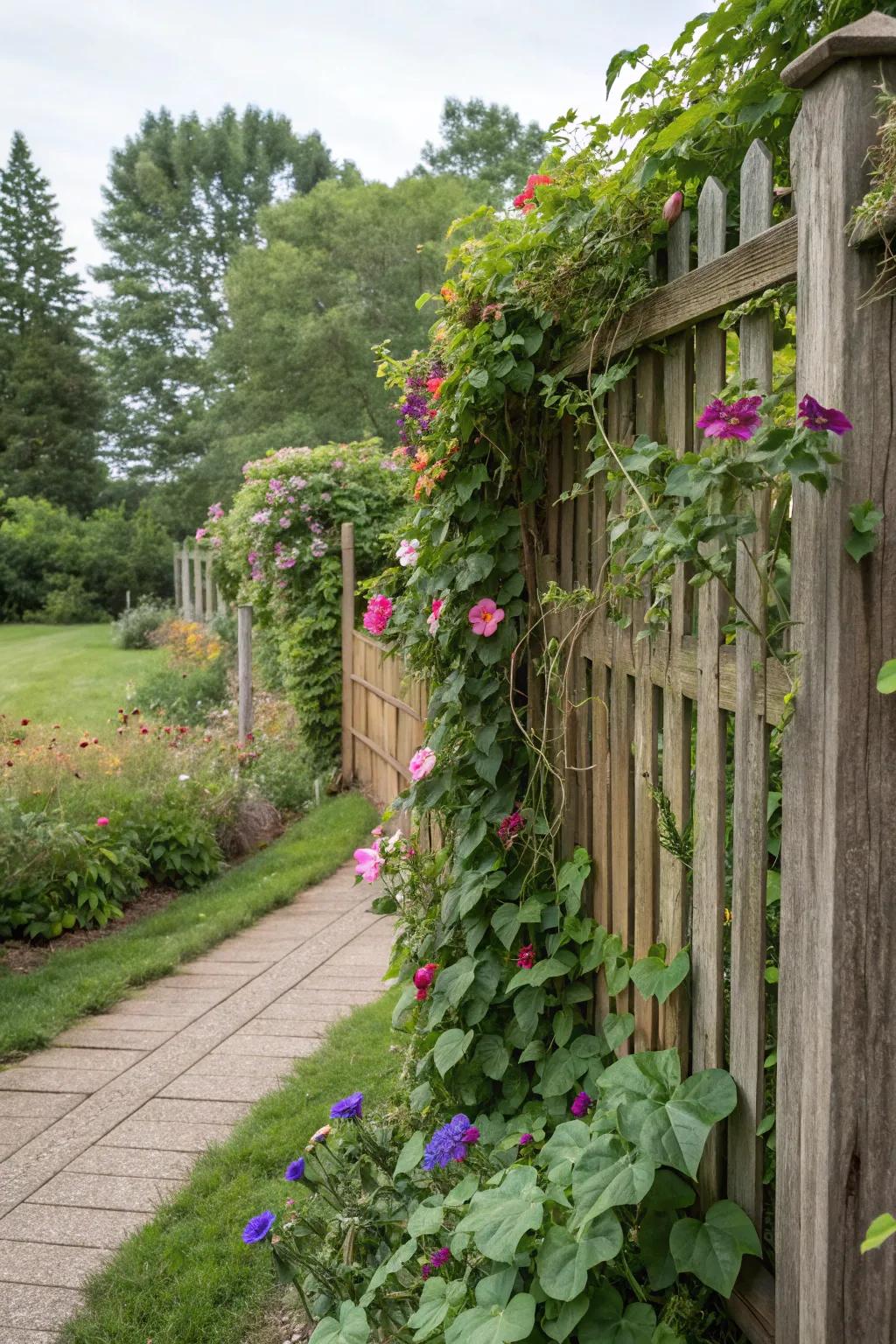 Incorporate plant life into your barrier through the use of trailing flora.