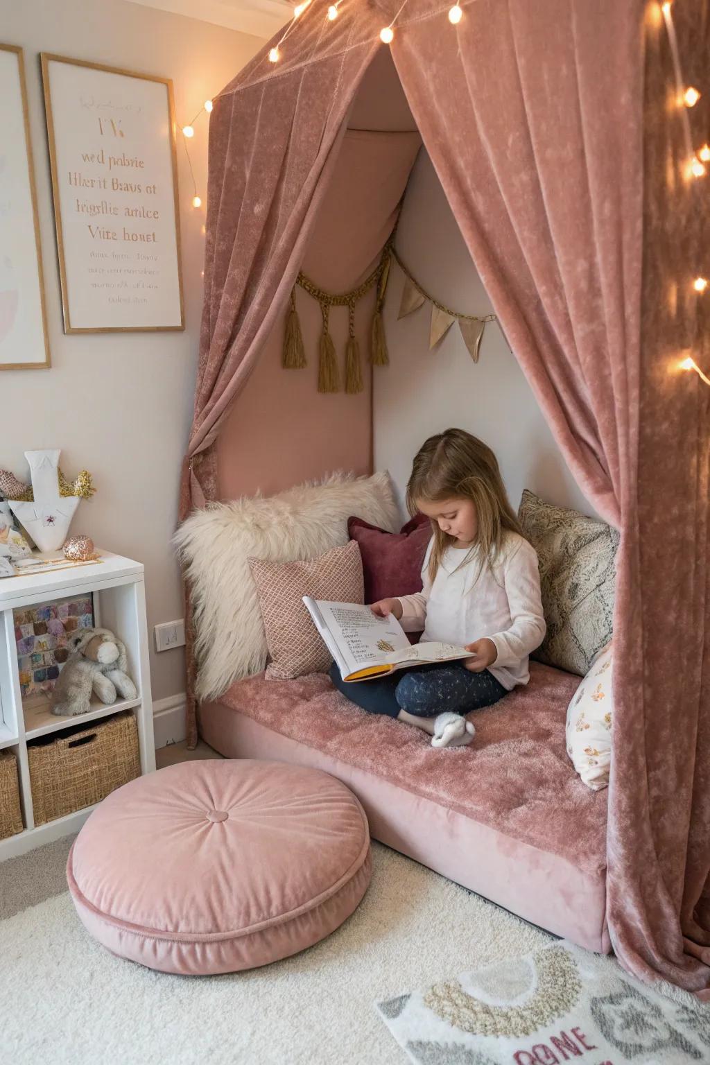 Velvet and plush textures contribute a cozy and welcoming feel to any toddler's room.