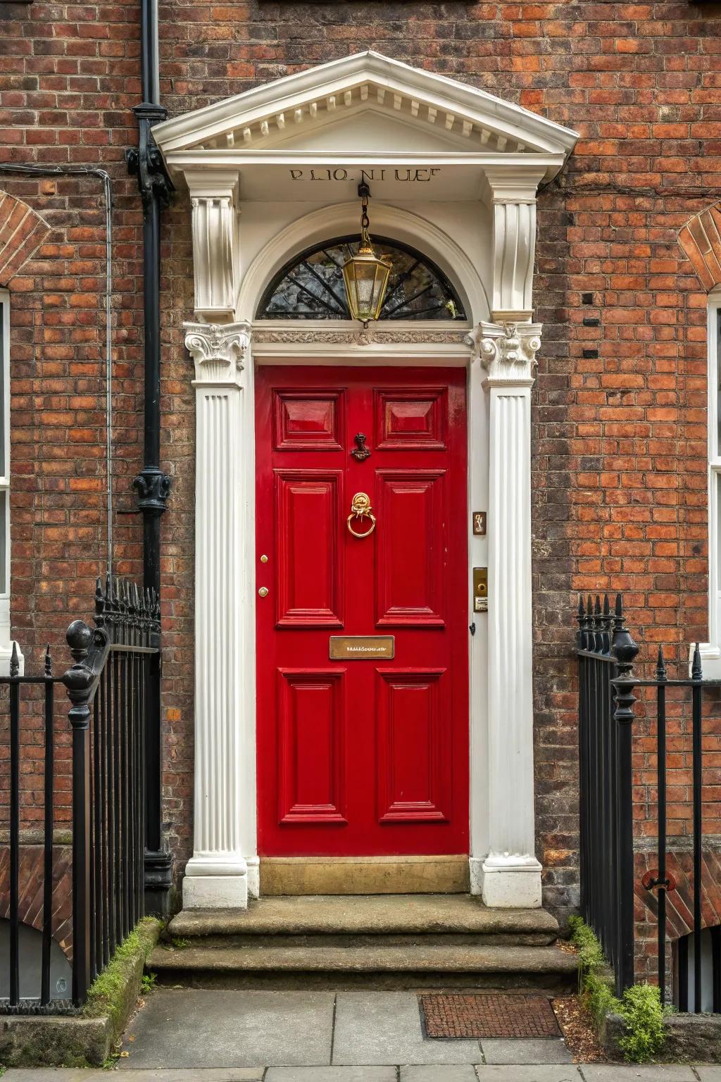 Luxurious, comforting shades craft a welcoming entrance with a traditional essence.