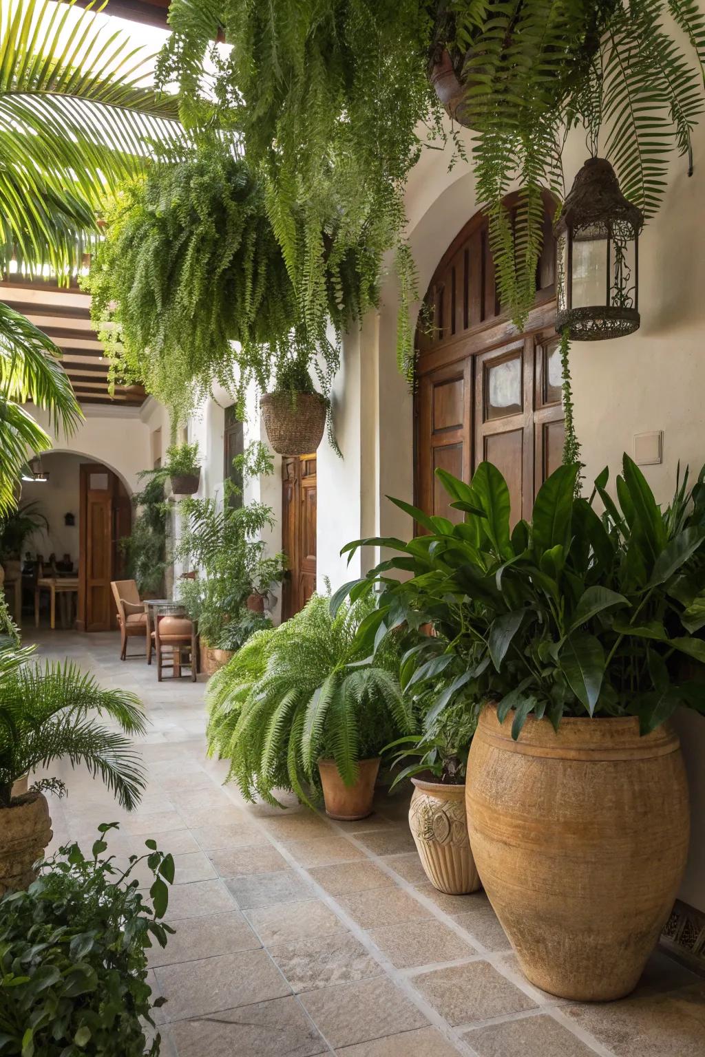 Indoor plants bring a refreshing tropical feel to the home.