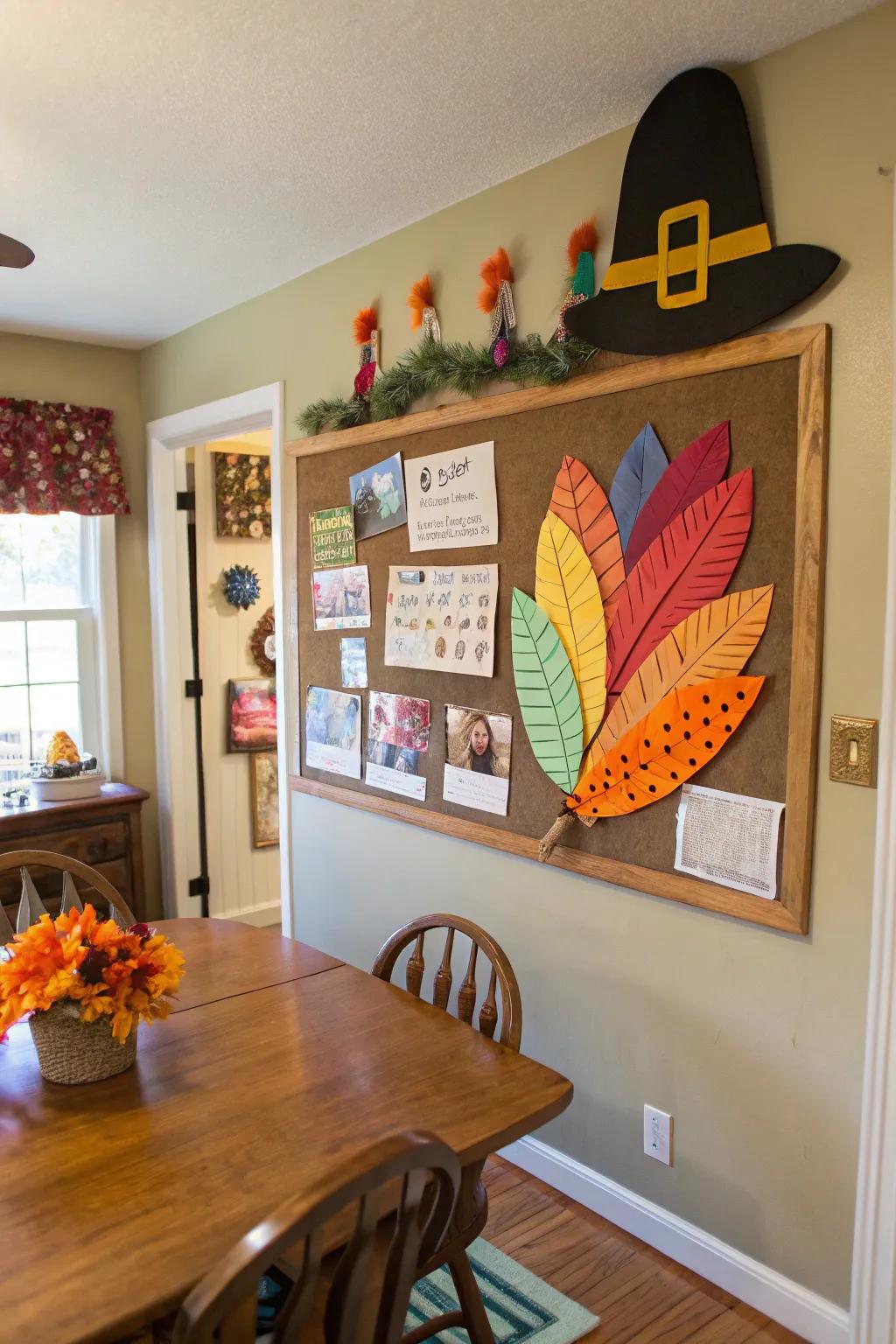 An interactive turkey board ready for Thanksgiving participation.