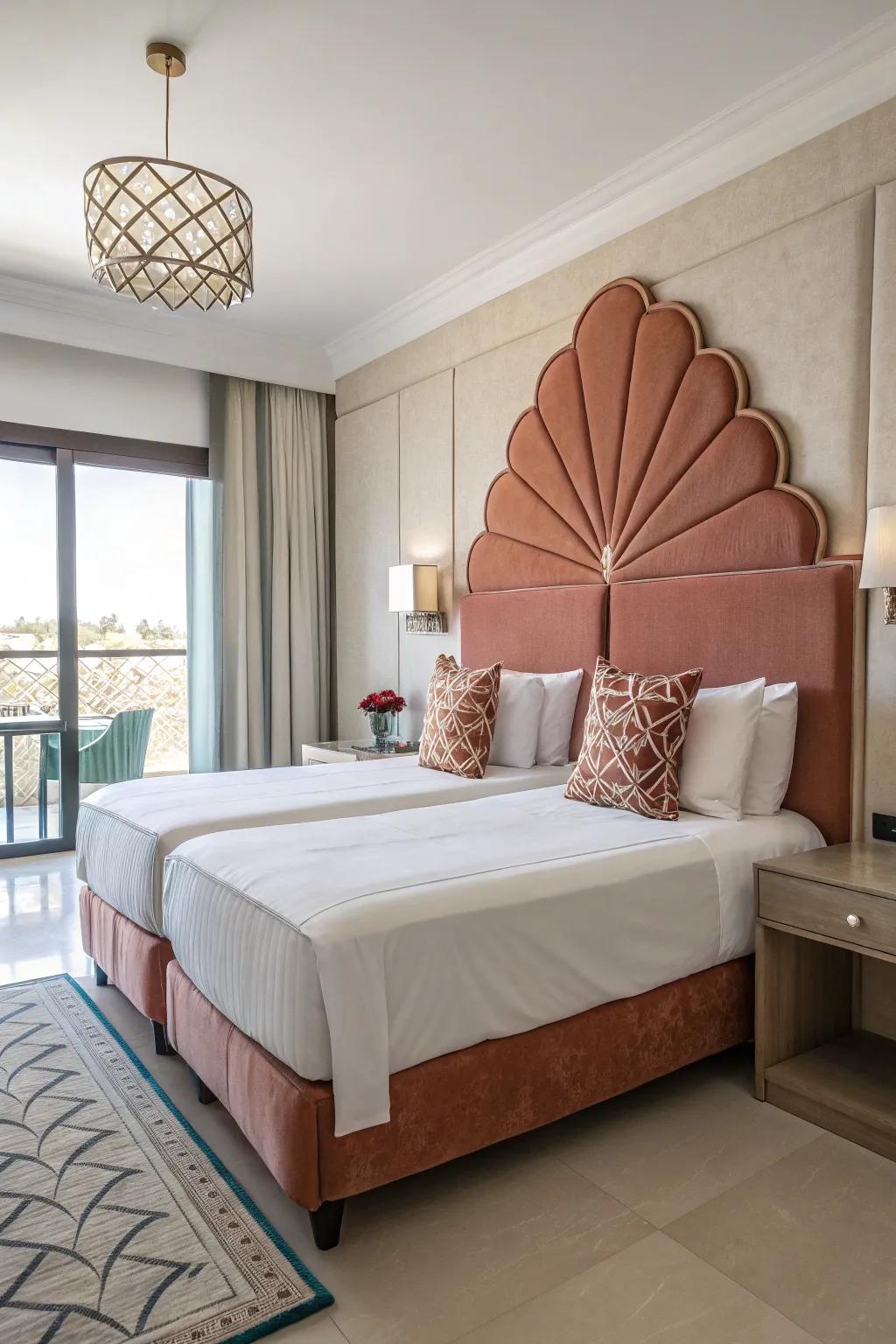 A bold headboard can make a twin bed the centerpiece of a room.