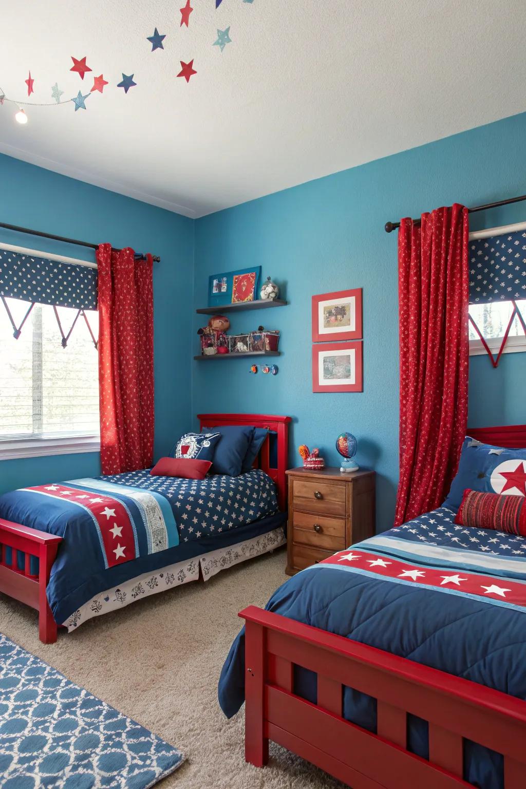 Radiant shades inject energy into the twin boys' area