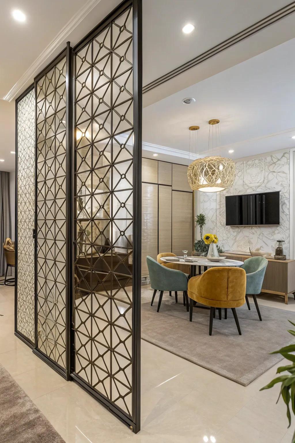 Geometric divider bringing a modern spin to the interior's aesthetic.