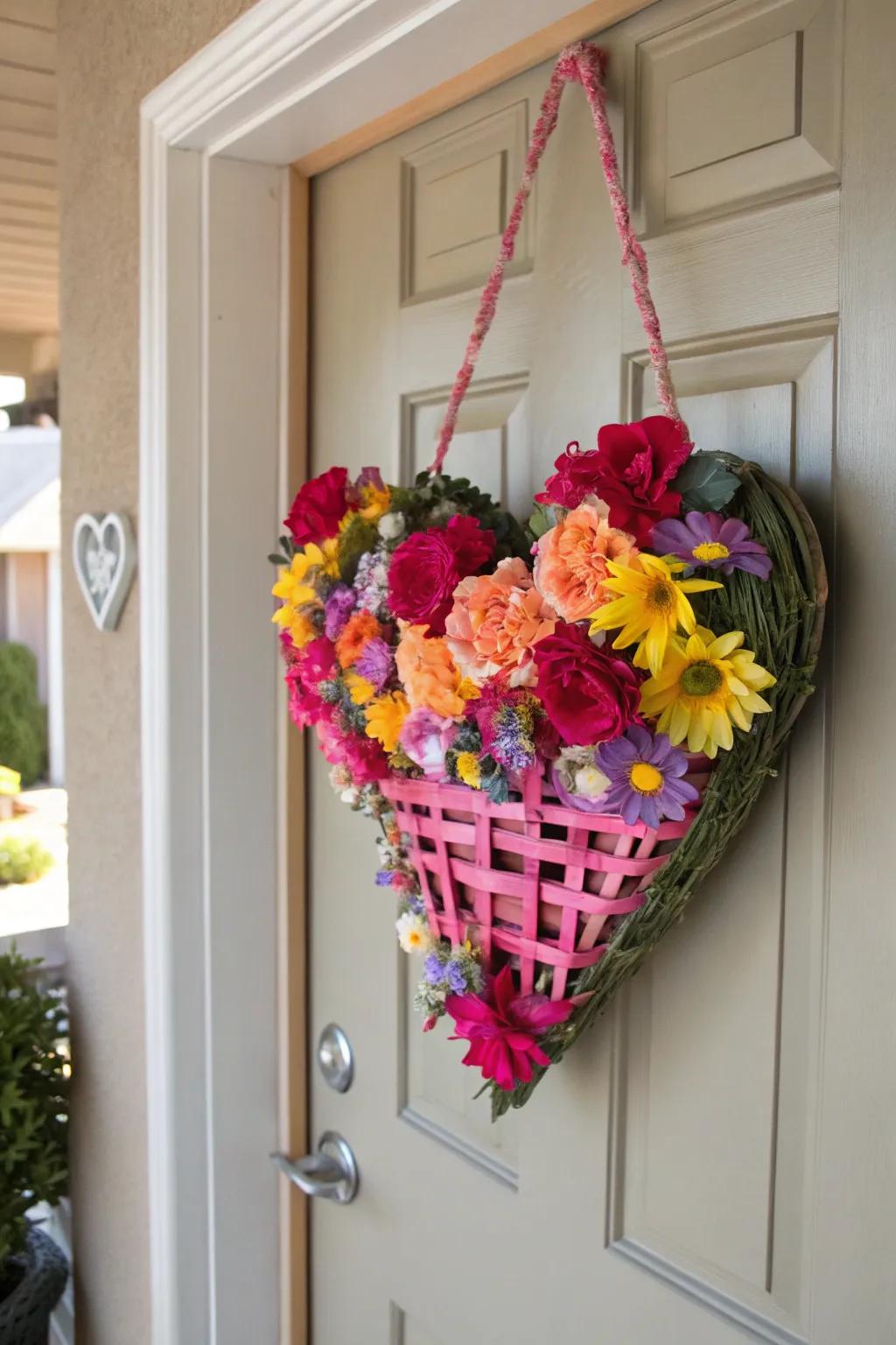 A floral heart basket brings a touch of whimsy to Valentine's Day.