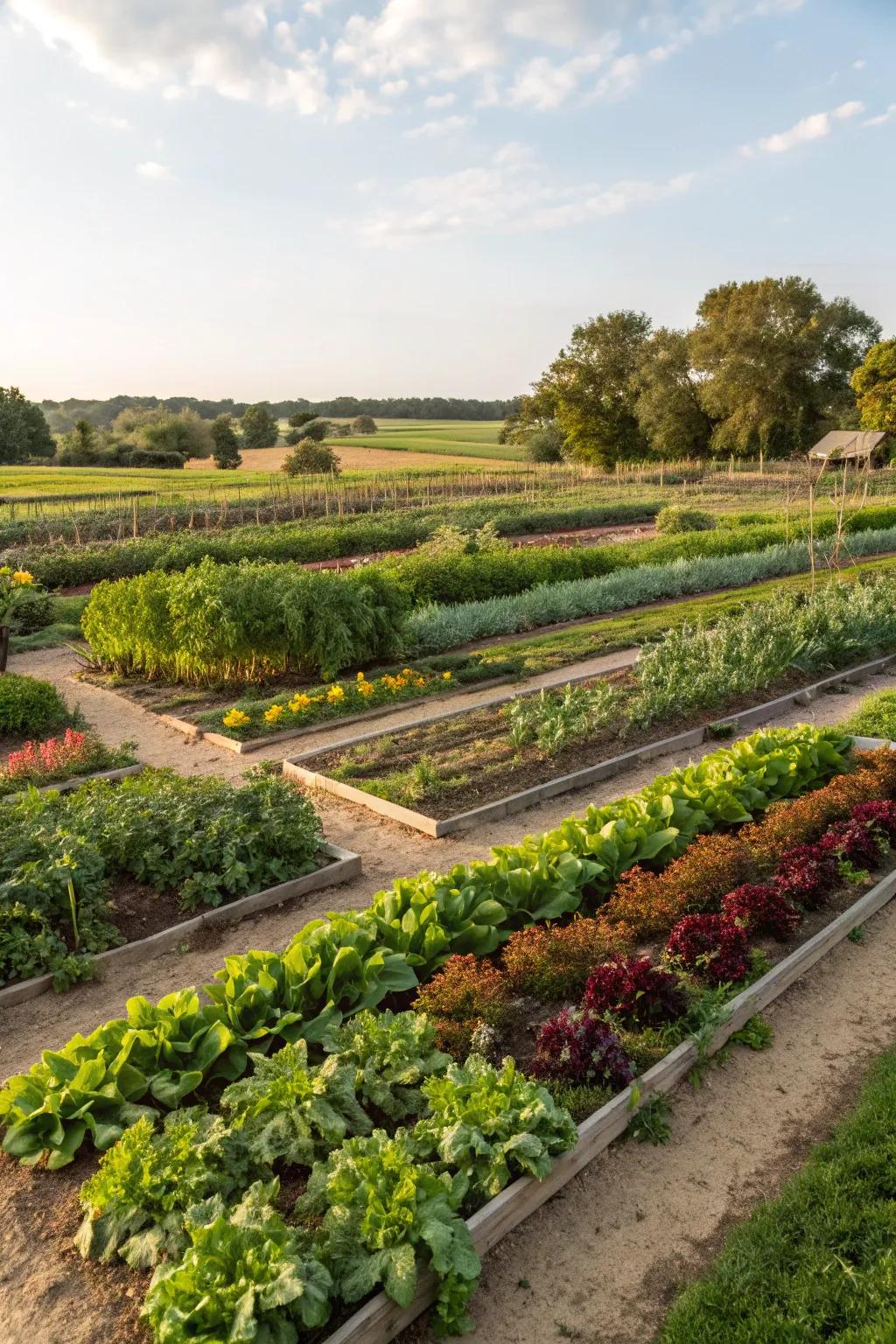 An impeccably arranged edible plot that captivates both the eye and the gustatory senses.