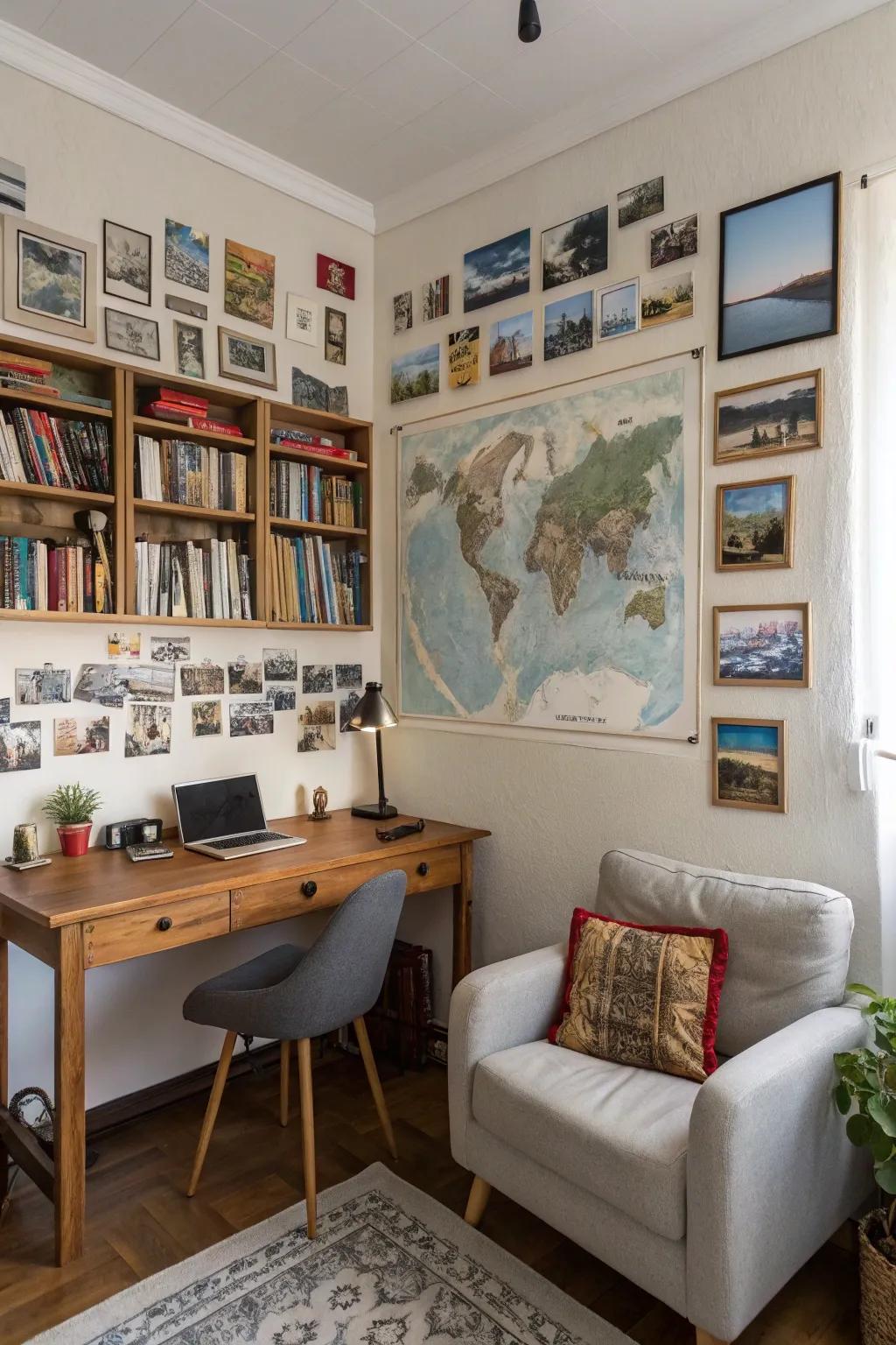 Travel memories beautifully displayed in a wall collage.