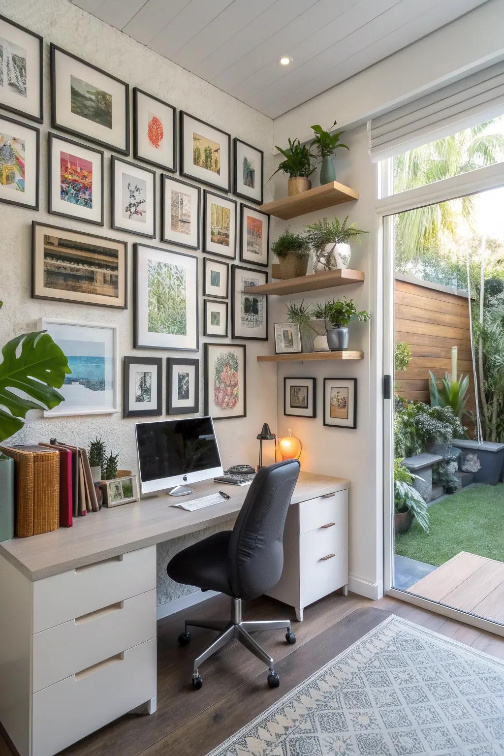 Framed words can personalize your workspace.