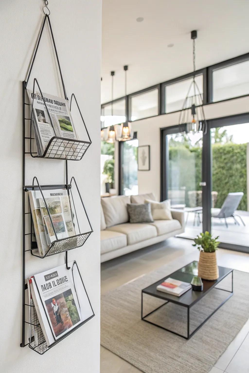 Sleek suspending organizers create a streamlined and orderly visage.