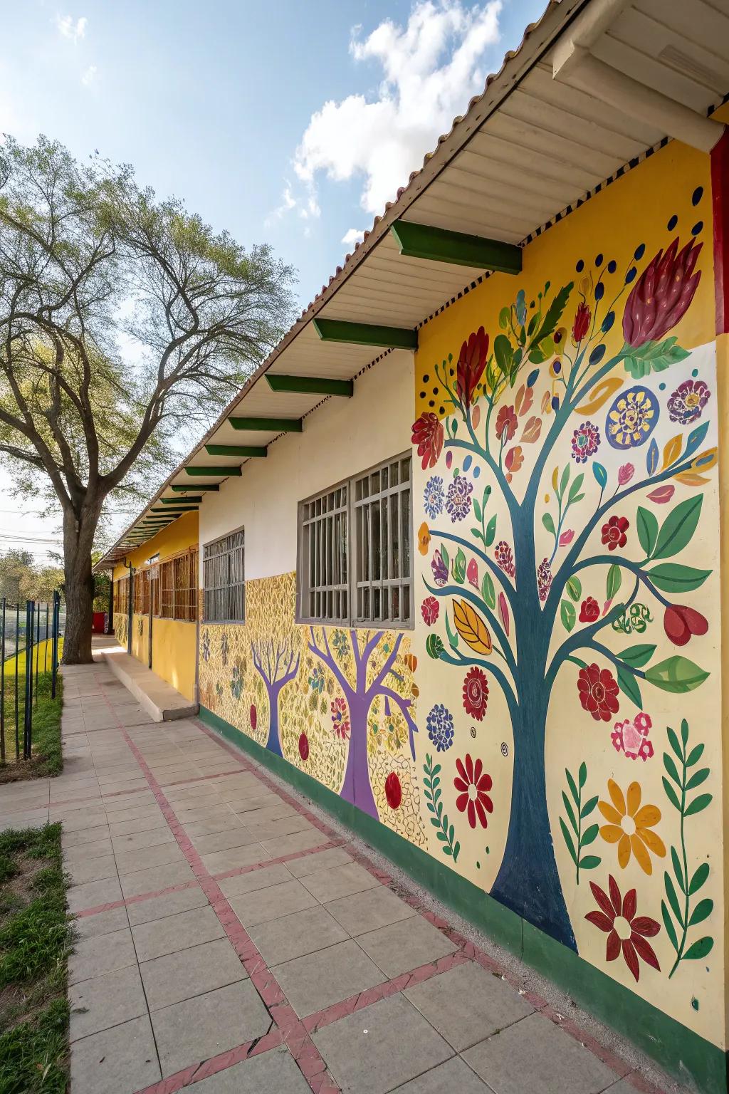 Nature-inspired school wall decoration