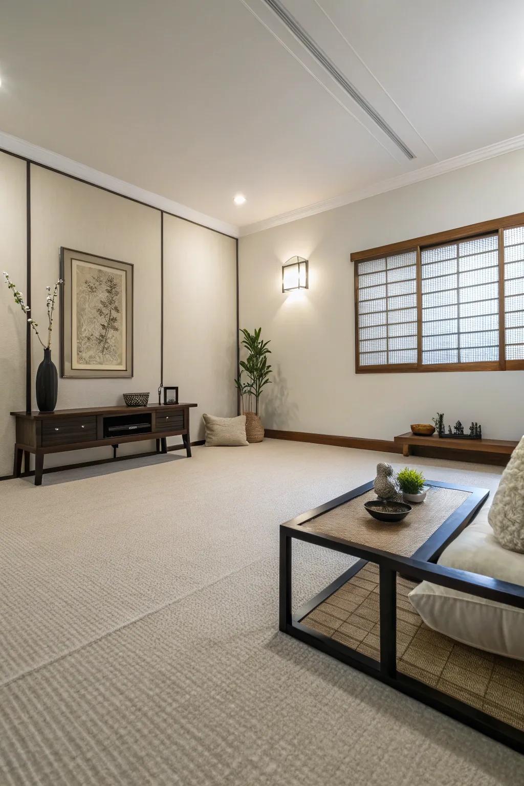 Realize refined sophistication with minimalist carpet designs.