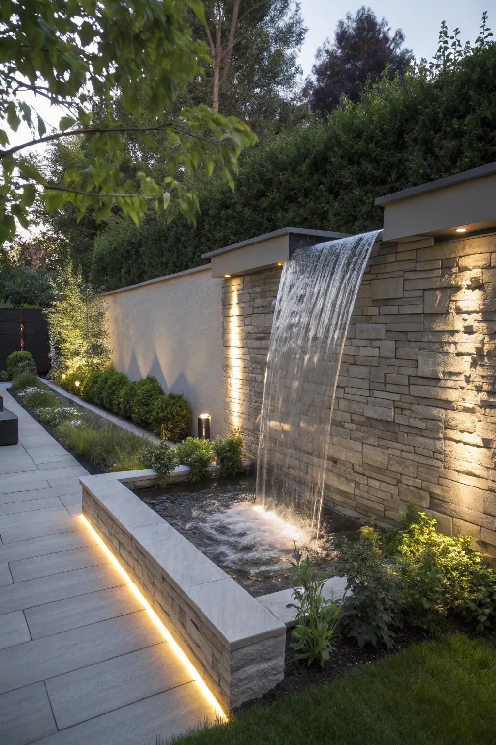Wall-affixed cascades bring a contemporary touch to any area.