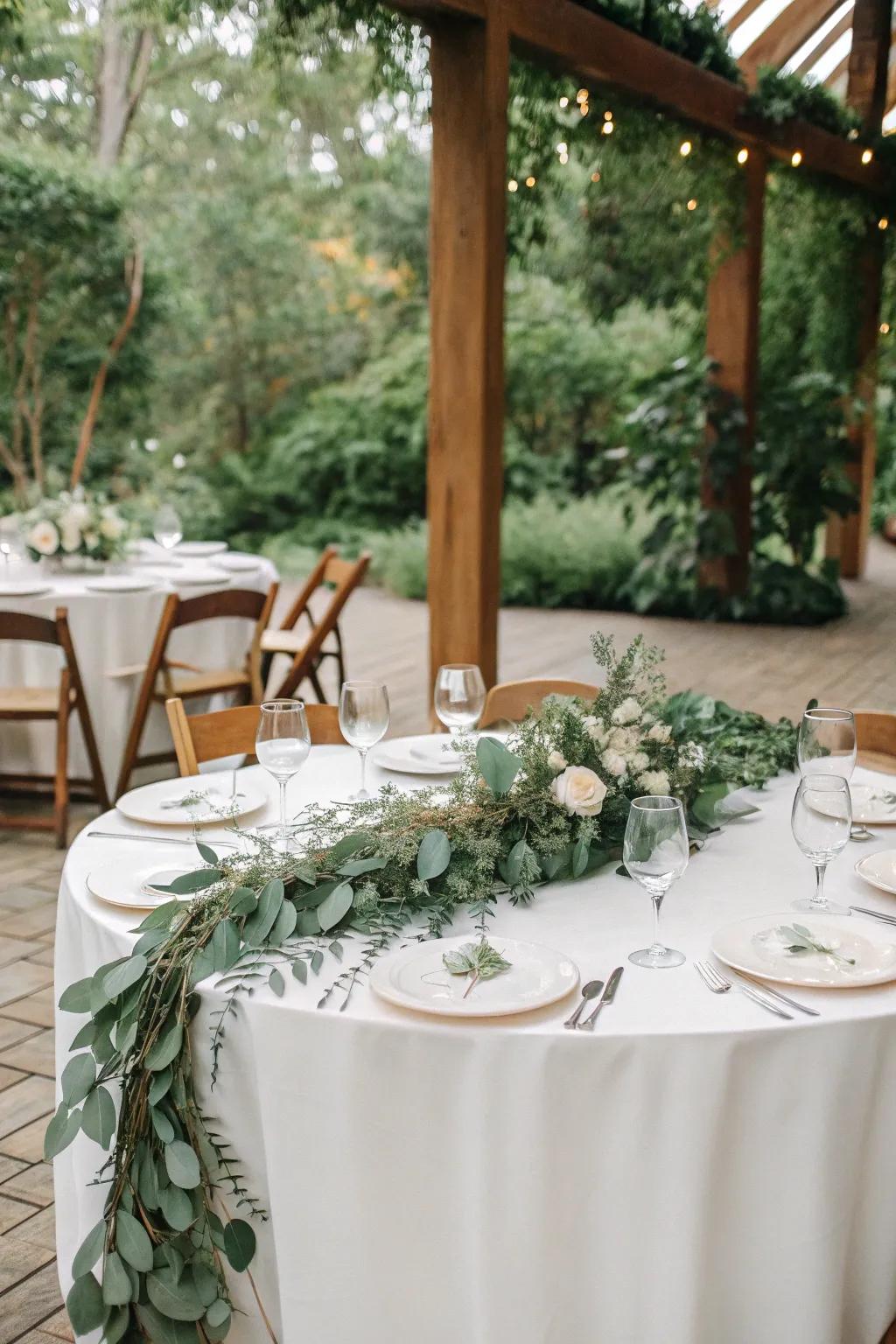 A fresh eucalyptus garland brings natural elegance to your tablescape.
