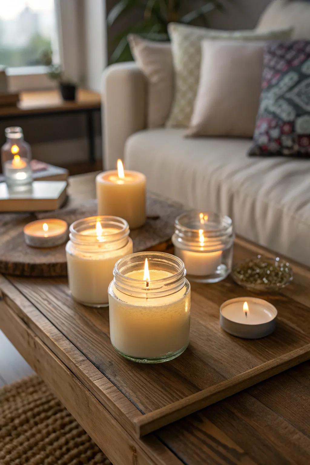 Wax lights designed to evoke a sense of calm.