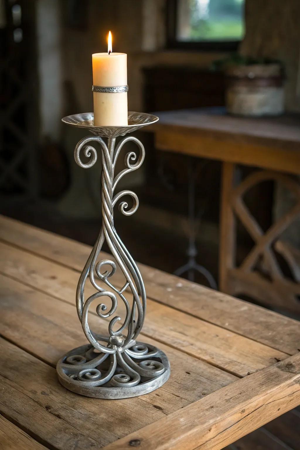 Art and utility combine in this magnificent metal light stand to illuminate your area with excellent craftsmanship.