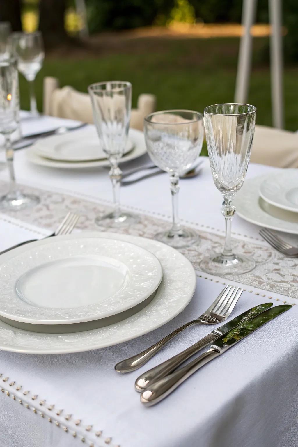Orchestrate a sophisticated table using fresh white and silver touches.