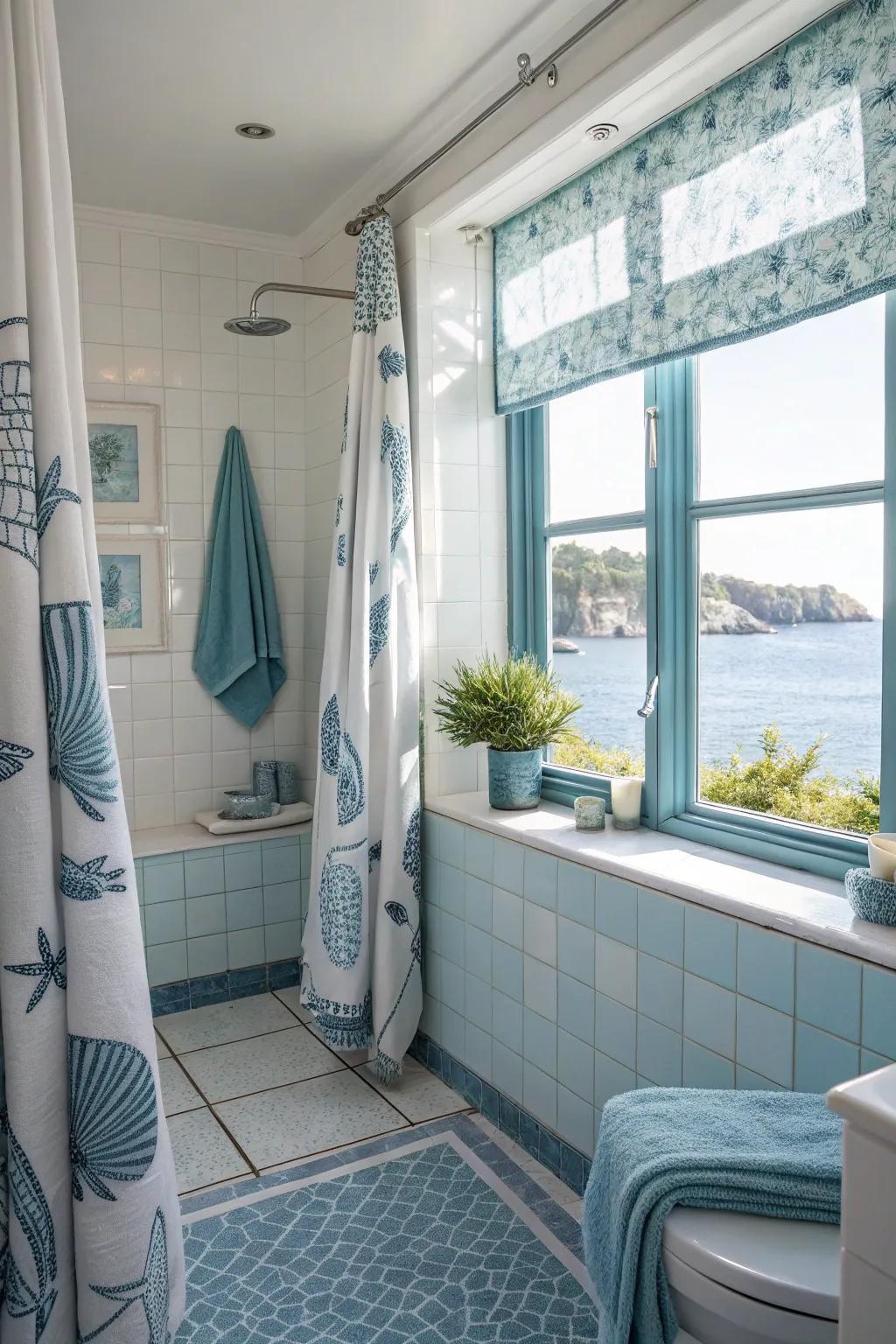 Soft blue accents highlight the coastal vibe.