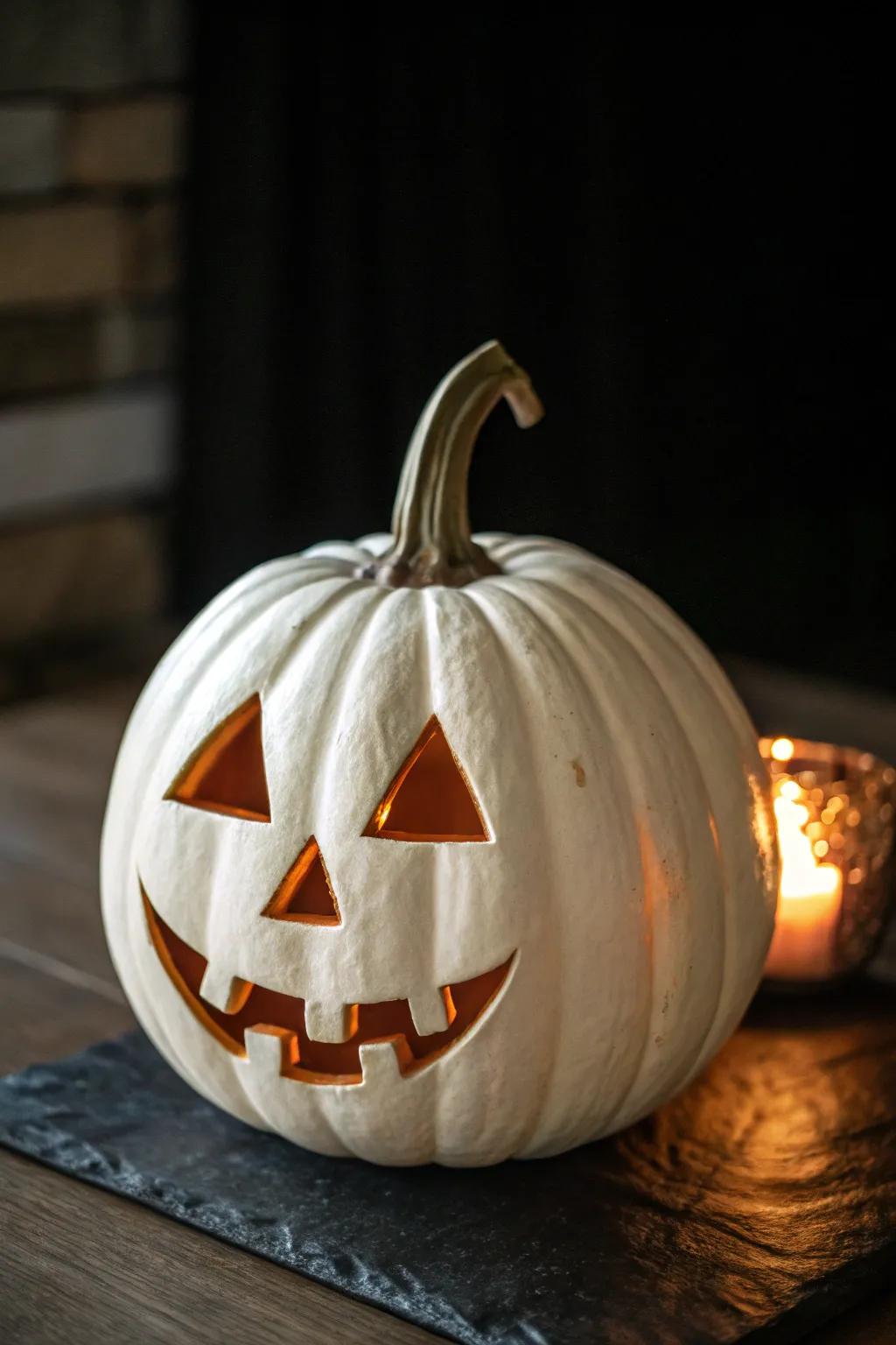 A traditional lantern given a fresh spin, using a pale pumpkin.