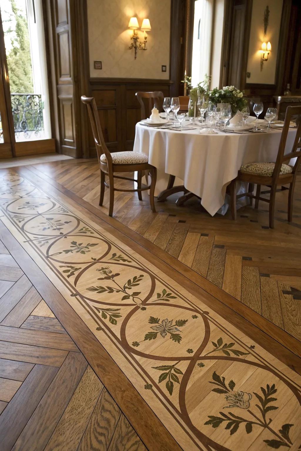 Ornamental vine inlays impart a customized feel.