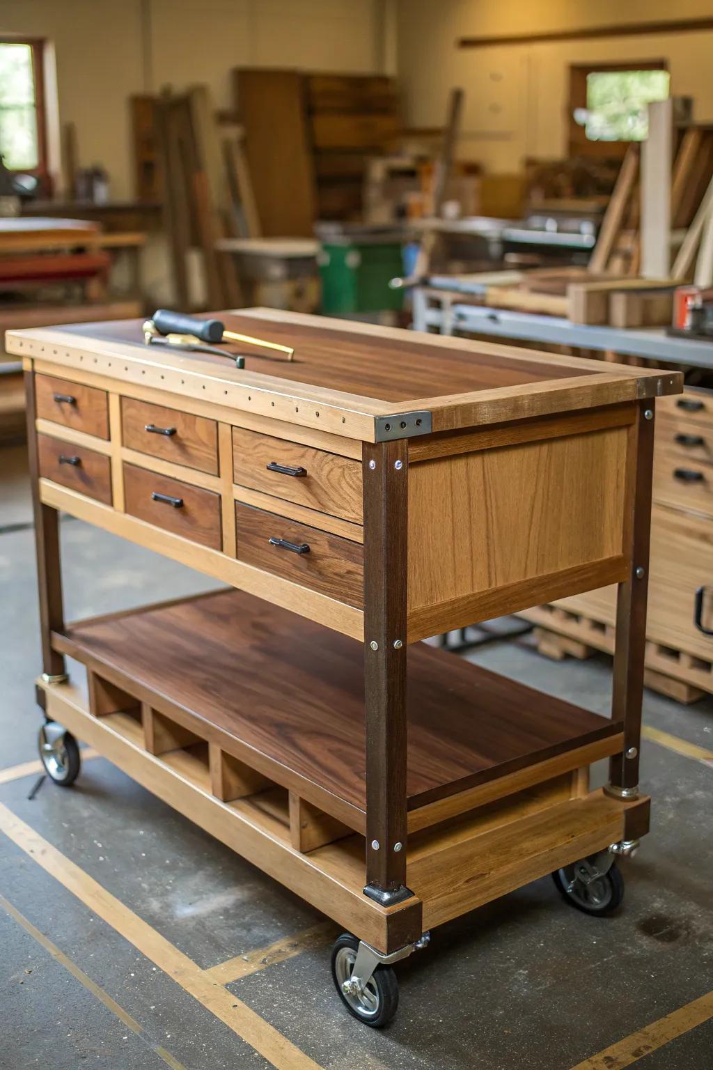 Craft Your Area: Easily reconfigure your woodshop with a movable work hub, engineered for both adaptability and refinement.