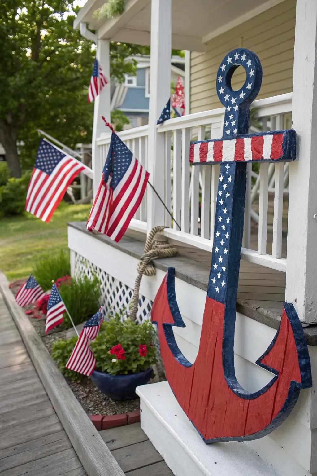 Nationalistic buoy in vermilion, alabaster, and azure