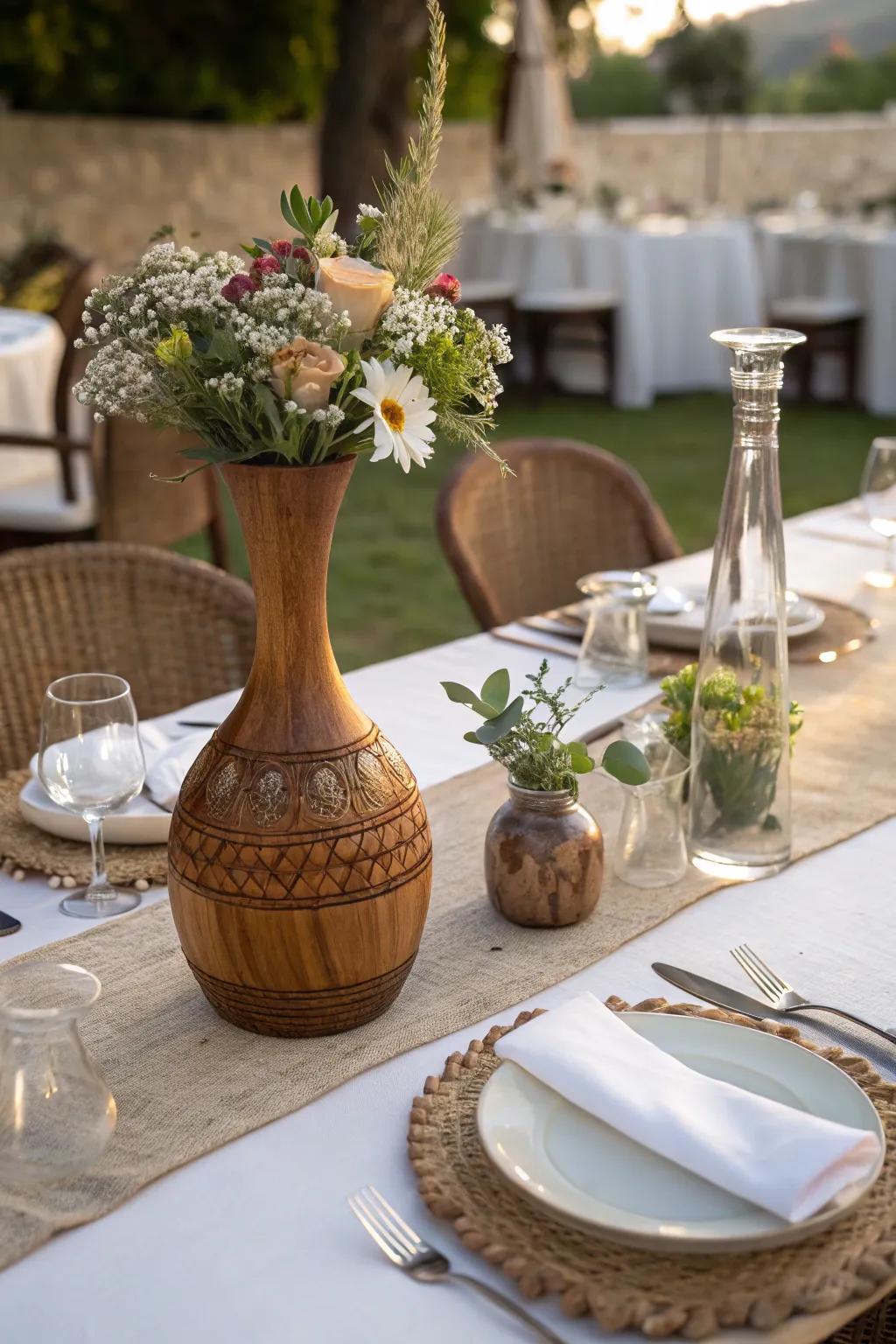 Cultivate intrigue employing assorted medium timber vessels.